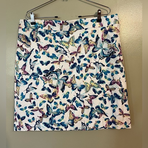 Talbots Dresses & Skirts - Talbots Womens Cotton Lined Side Zip Butterfly Print Boho Skirt Size 16